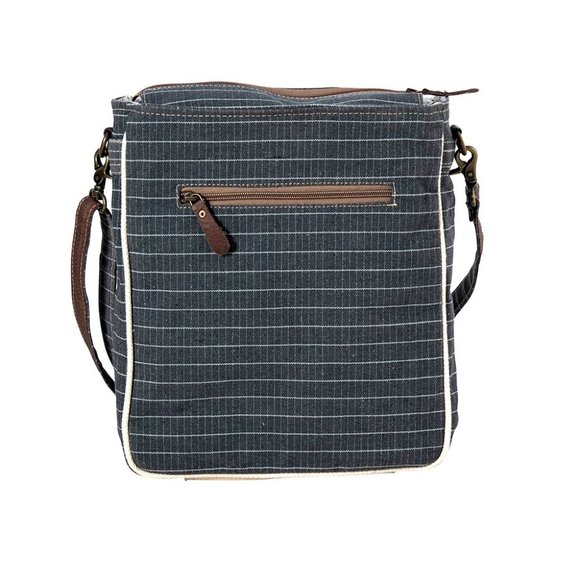 Myra Bag Handmade Domestic Shoulder Bag Upcycled Canvas & Cowhide Leather - Picture 5 of 10